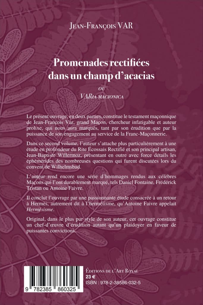 Promenades rectifiées dans un champ d'acacias - VARia MACIONICA (volume 2), Jean-François Var